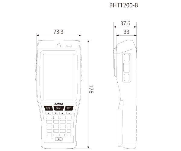 Denso BHT-1200B-CE數(shù)據(jù)采集器尺寸圖